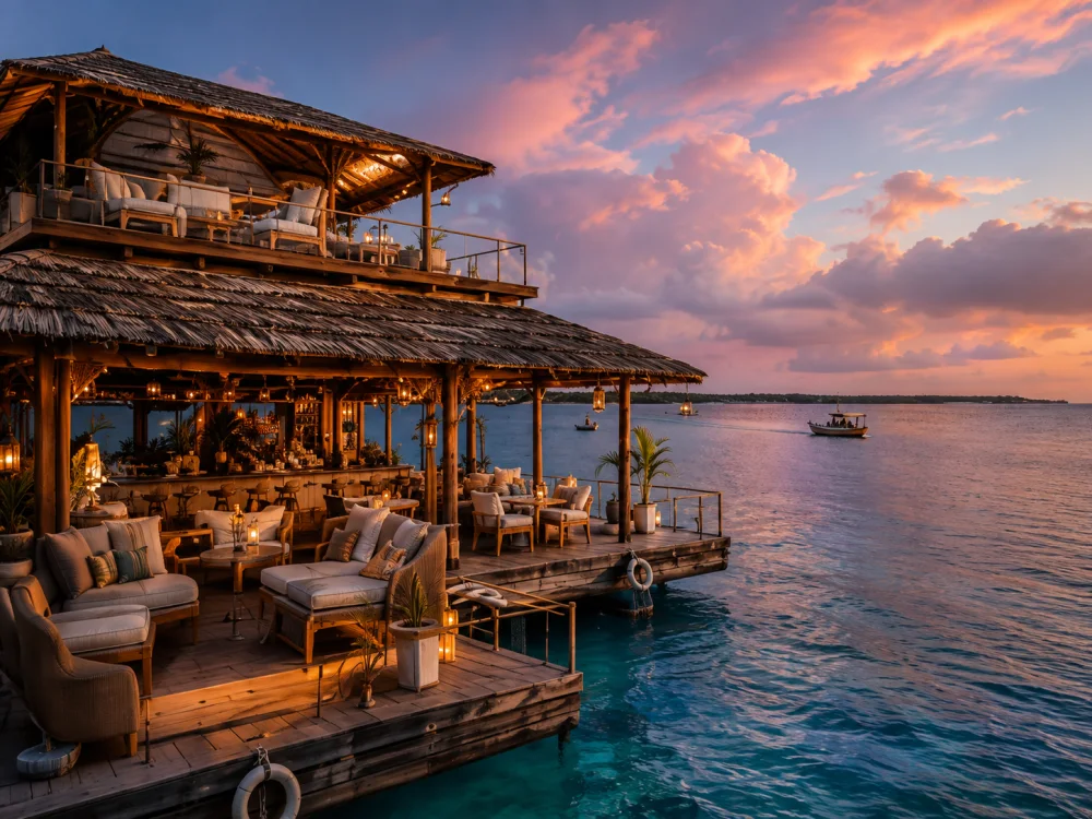 The lounge deck at sunset