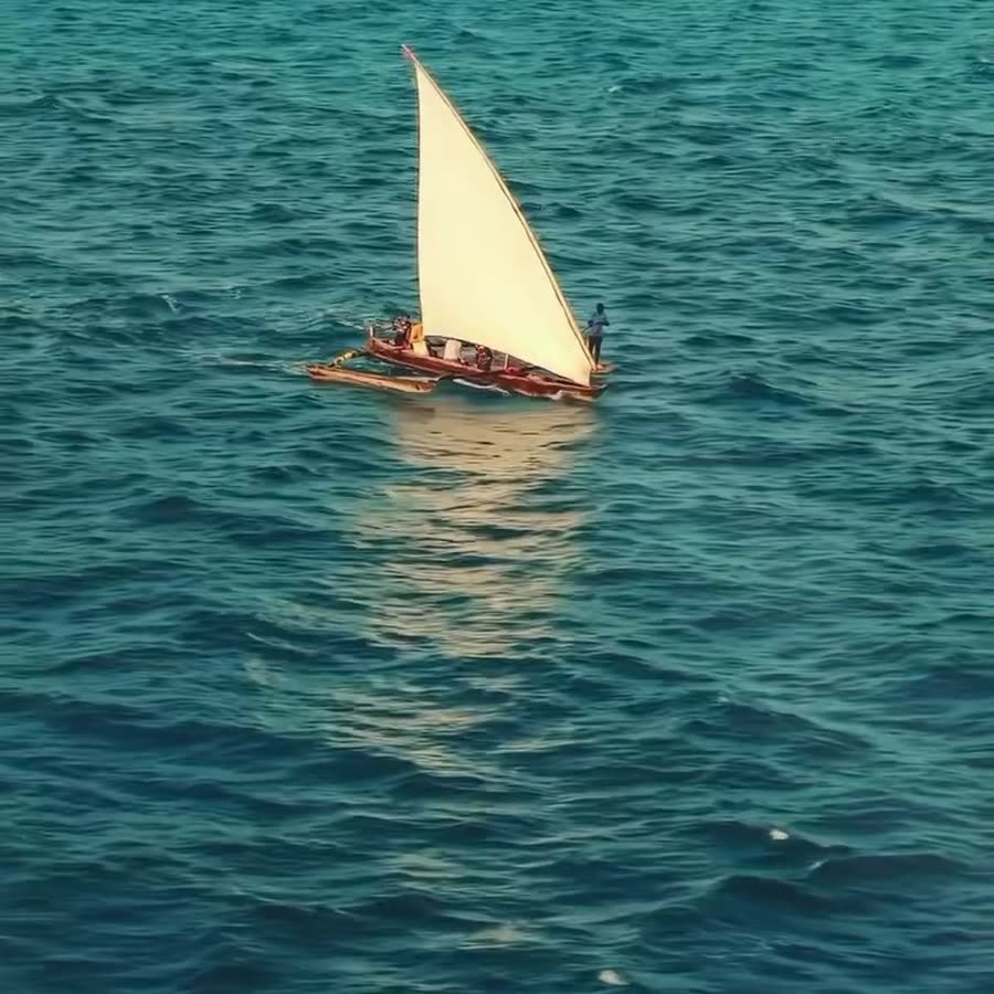 A dhow under sail on the channel