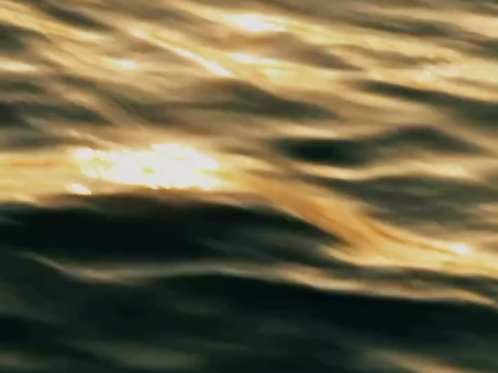 Late light on the water beside the deck